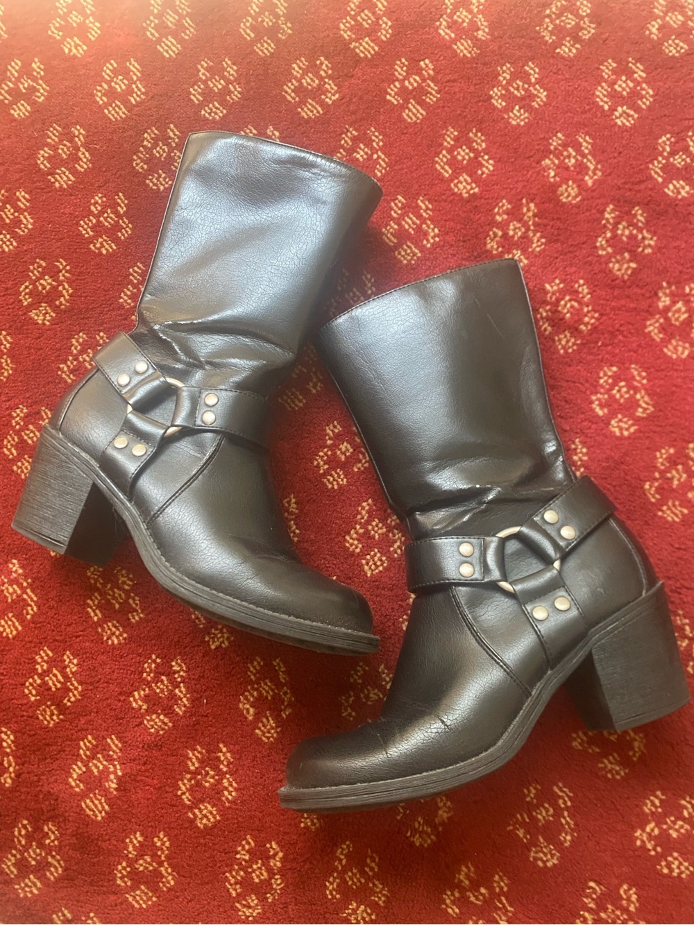 Mid-Calf Leather Harness Boots